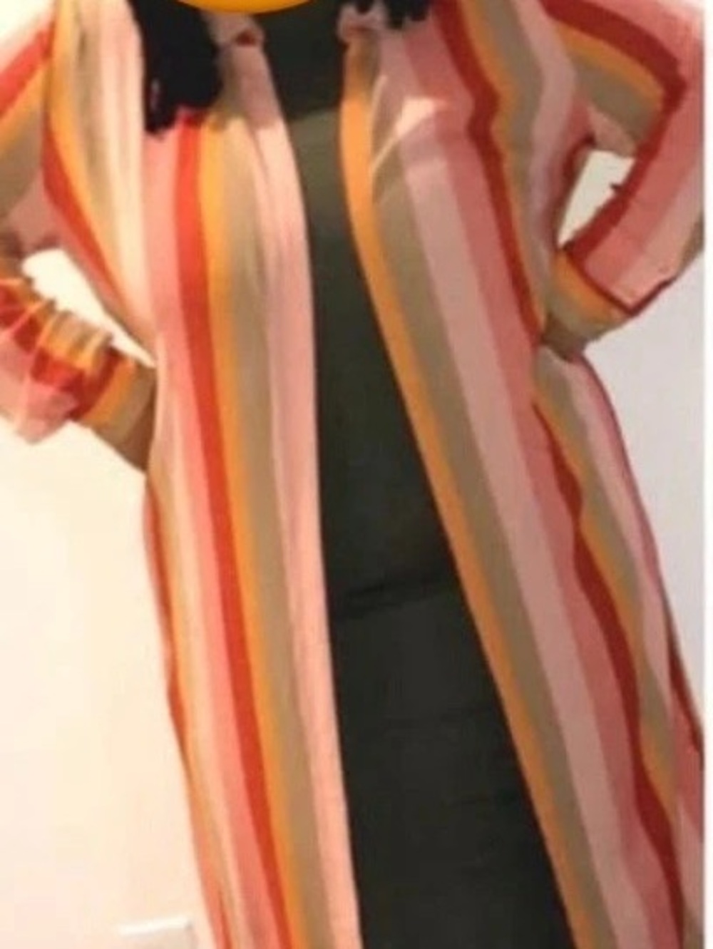 Forever 21 Striped Longline Duster in Orange & Pink Size 2X